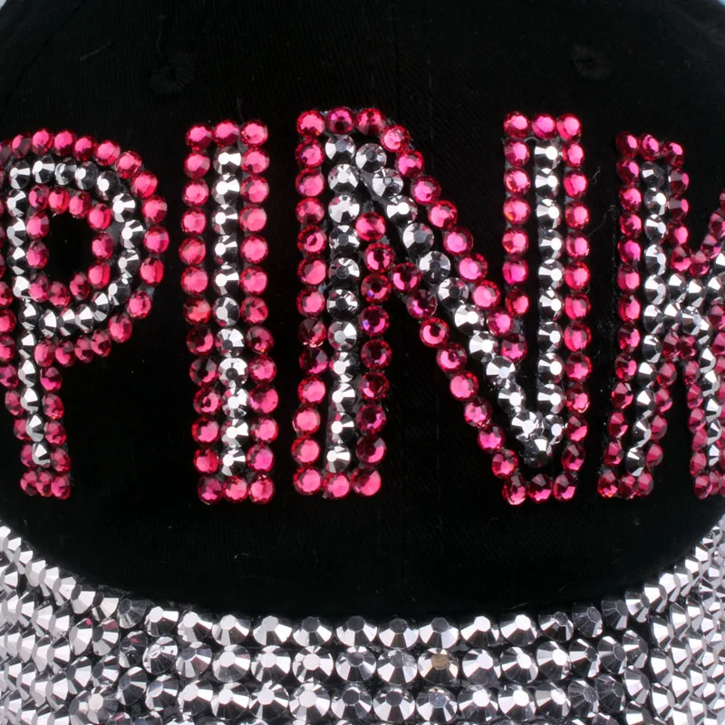 [YARBUU] Lady solid color baseball caps high quality Rhinestone cap with letter PINK Snapback Casquette hat for women wholesale