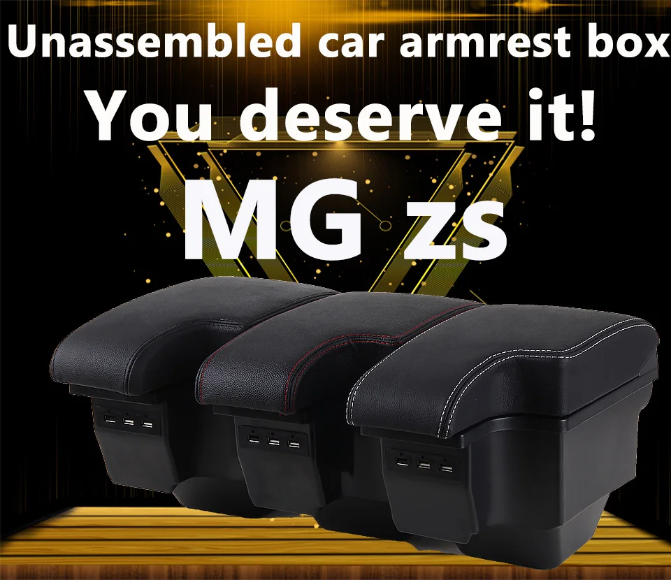 for MG ZS armrest box universal car center console caja modification double raised with USB No assembly