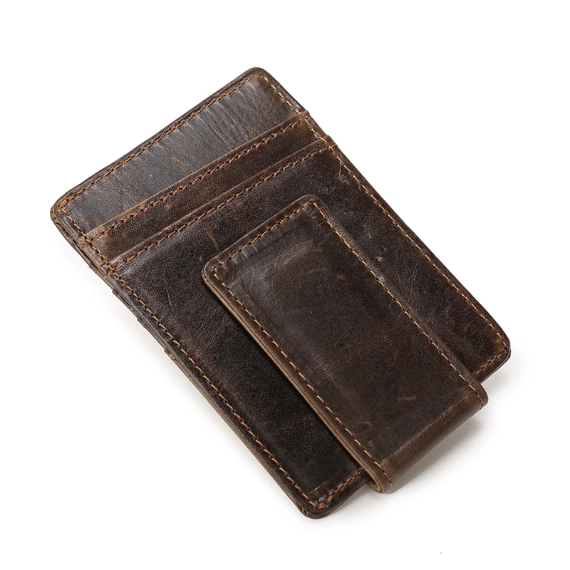 Тонкий кошелек из натуральной кожи для мужчин винтажный бумажник вощеной Crazy Horse