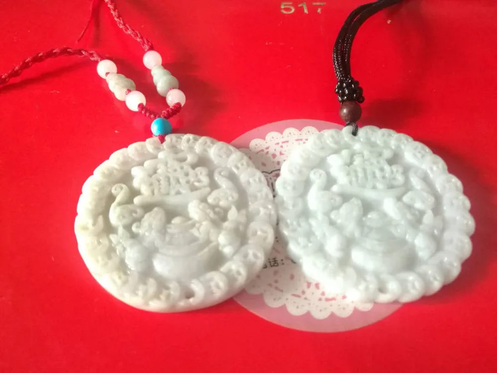 

100% natural jade A cargo Lucky treasure pendant 45x45x7mm