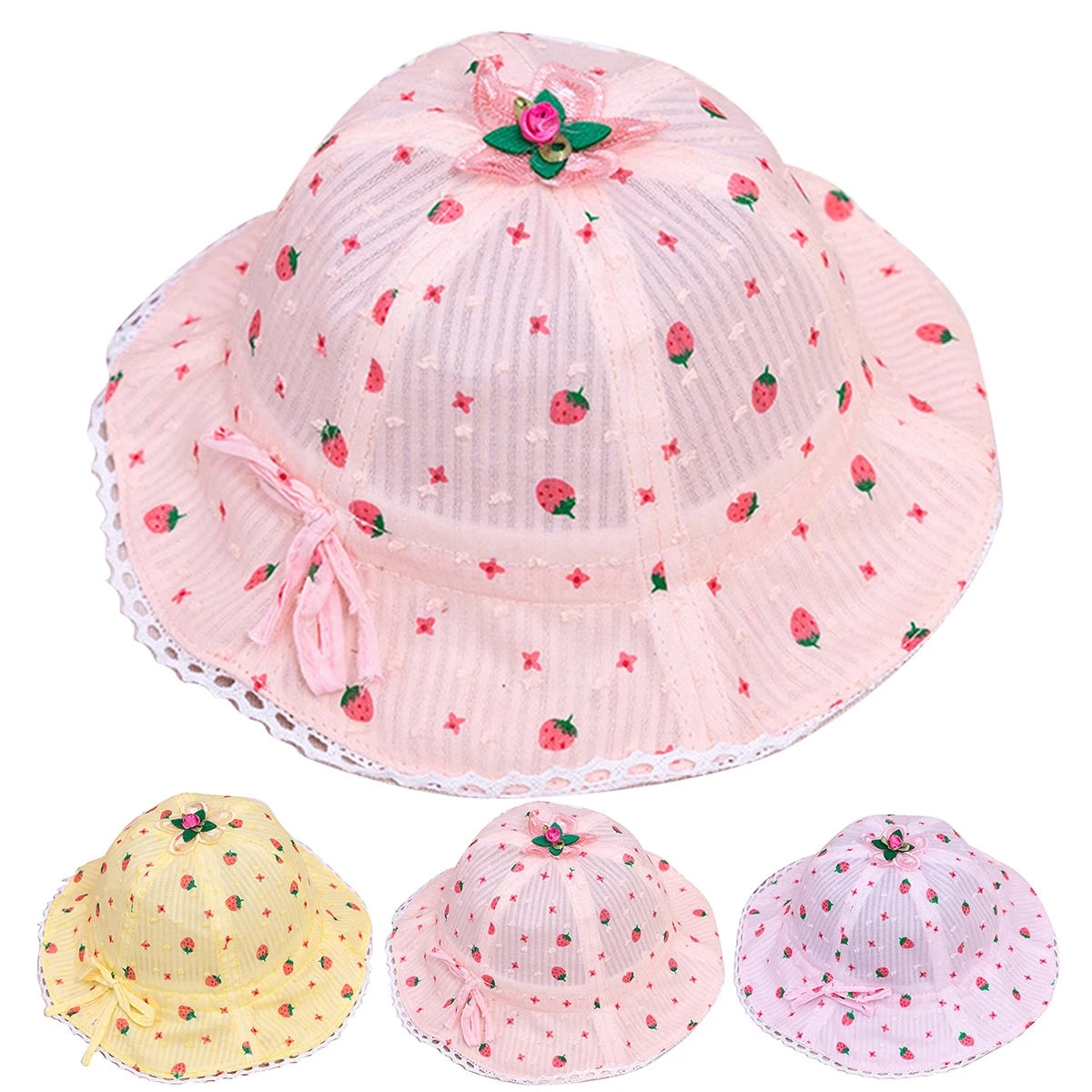 

Cute Baby Hat for Girls Cotton Strawberry Print Children Cap for Boy Spring Summer Baby Girl Hat Accessories Print Baby Bonnet