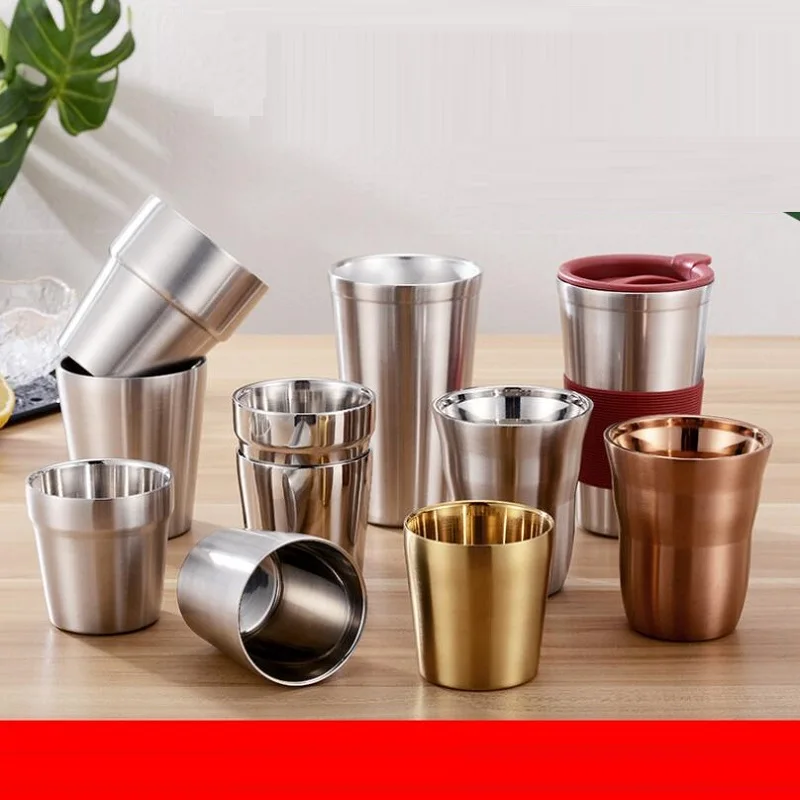 

304# stainless steel double layer cup water beer coffee Water Goblet