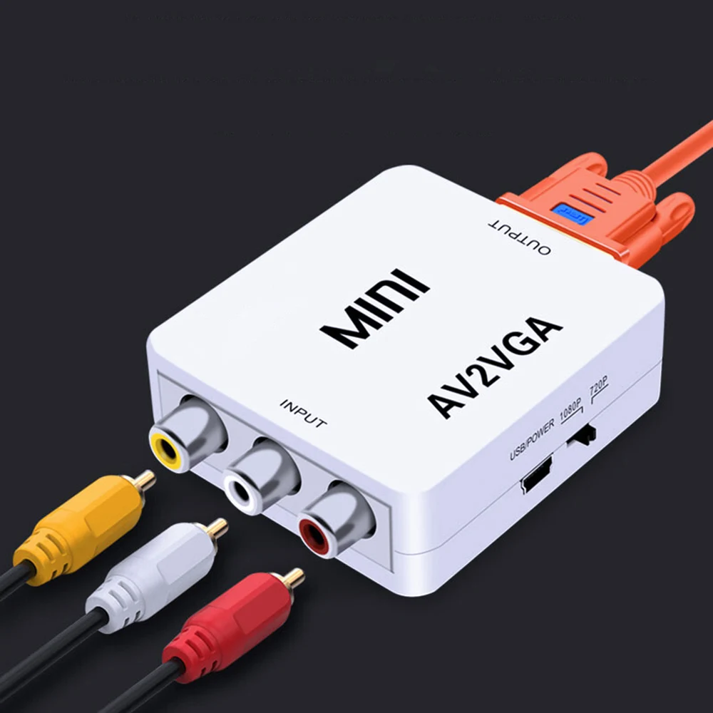 Мини преобразователь AV2VGA AV RCA CVBS в VGA видеопреобразователь с 3 5 мм аудио ПК HDTV