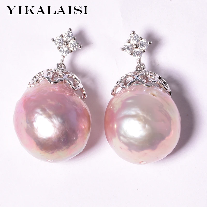 

YIKALAISI 925 sterling silver Jewelry for women 100% real pearl Jewelry Baroque earrings 12-13 natural pearl jewelry 2018 gifts