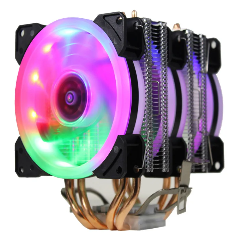 Кулер для процессора с RGB светодиодами 3 контакта 4 тепловые трубки двойная башня