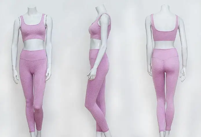 light purple Женский бесшовный Набор для йоги леггинсы+ спортивный бюстгальтер 2 шт спортивные костюмы набор для тренажерного зала Женская одежда для фитнеса спортивные наборы - Color: light purple