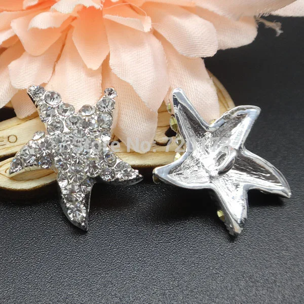 

Прозрачные стразы 25 мм, украшение в виде морской звезды, Металлическая пуговица в серебряном цвете, 50 шт., RMM090