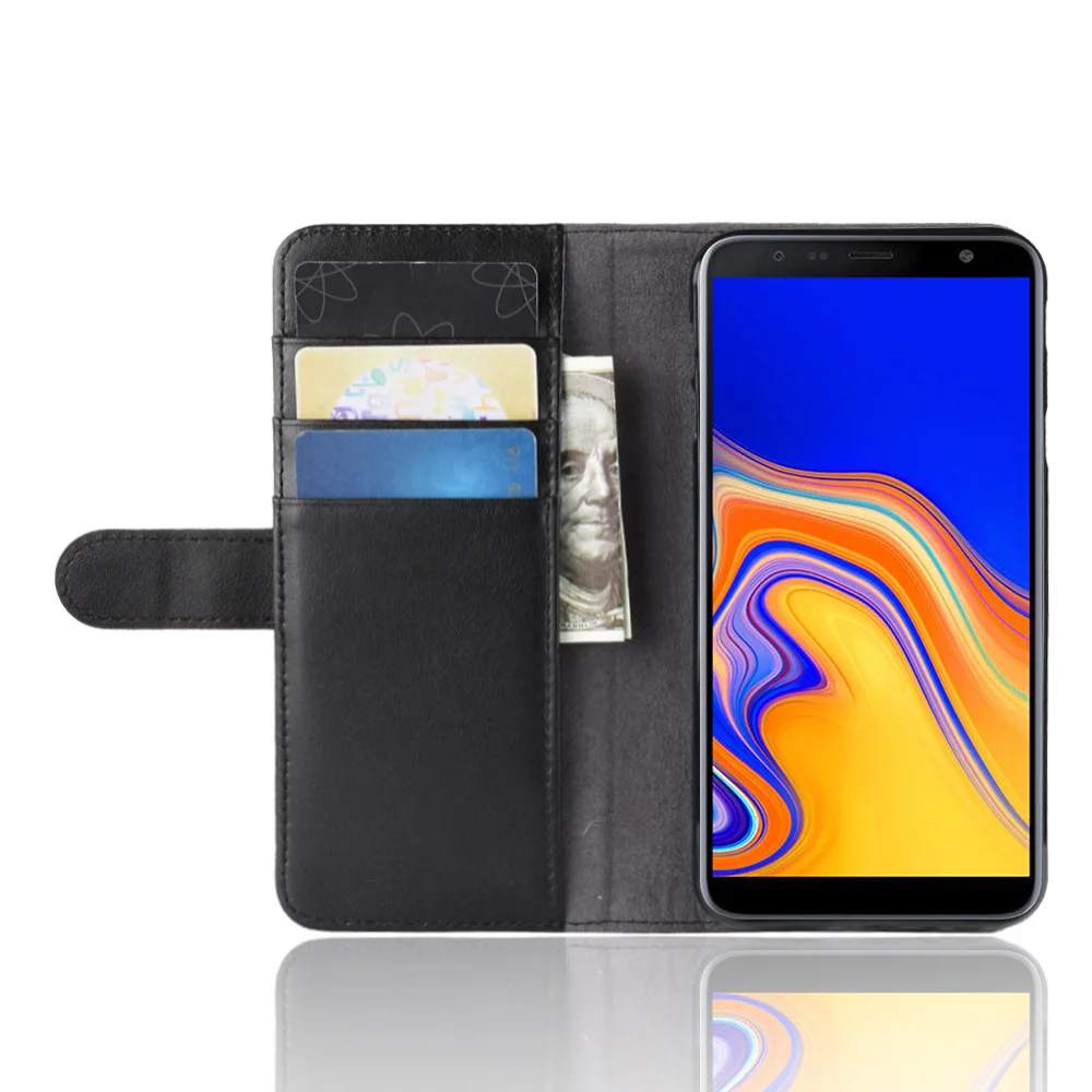 Для samsung Galaxy J4 Plus роскошный стильный чехол из натуральной кожи для J415F флип-чехол