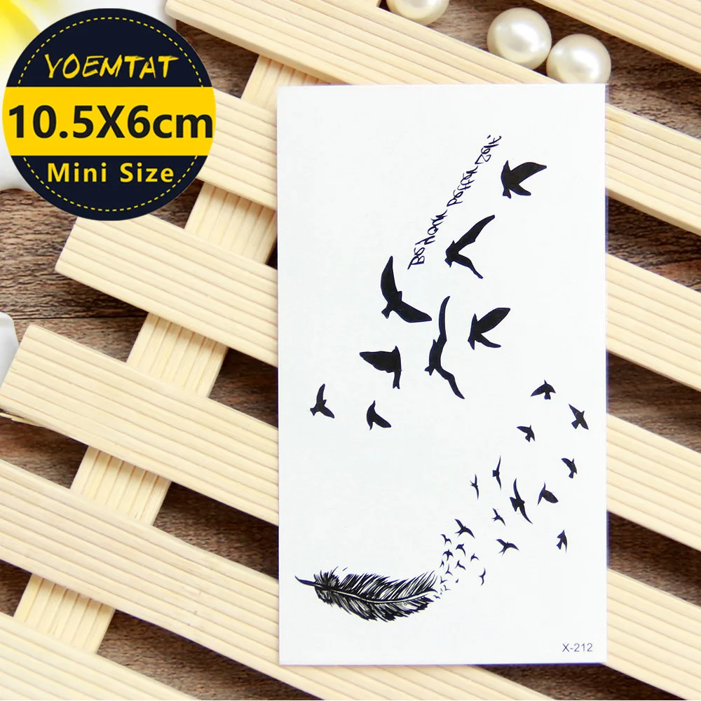 

10.5*6cm Waterproof Temporary Tattoos Stickers Flying Birds And Feathers Tattoo