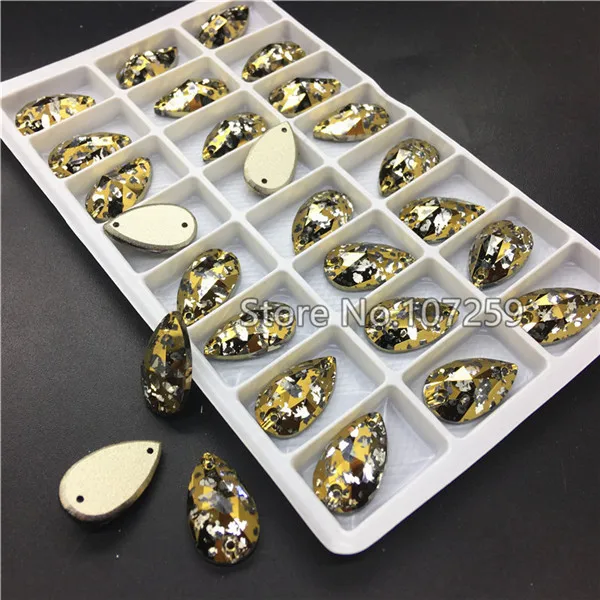 Crystal Gold Patina TopStone цвет Кристалл патина 11X18 мм K9 стекло каплевидный пришивной камень Flatback Doplet швейные стразы - Цвет: Crystal Gold Patina