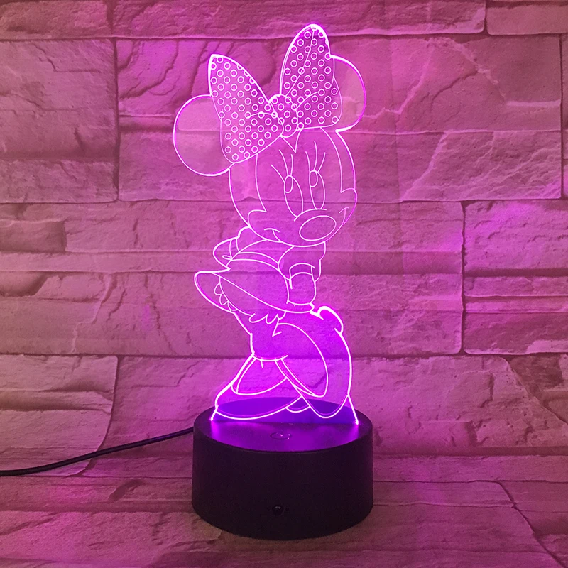 Disney Минни плюшевые куклы игрушки фигурку Juguets 3D визуальную иллюзию светодиодный 7