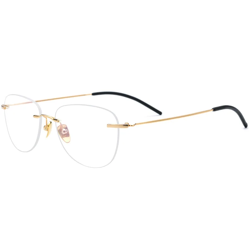 

Cubojue Titanium eyeglasses frames men rimless glasses male gold eyewear for prescription spectacles myopia diopter