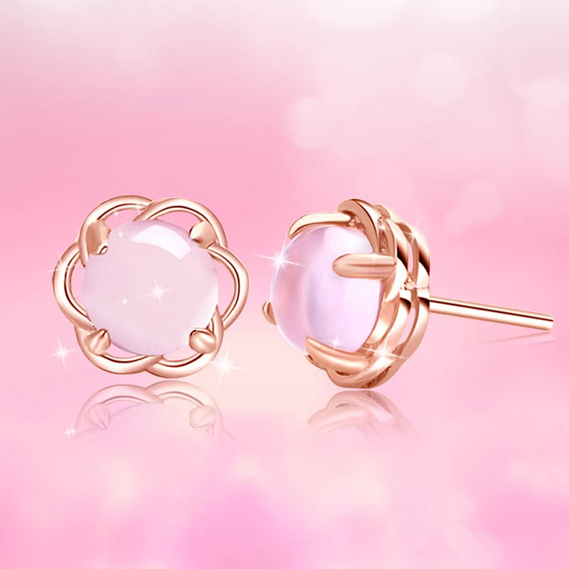 CHUKUI натуральный розовый Росс кварц камень серьги для девочек розовое золото цвет