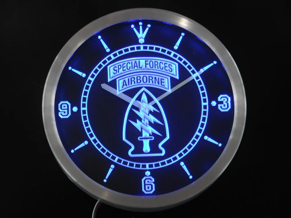 

nc0212 US Army Special Forces Air Borne Neon Light Signs LED Wall Clock