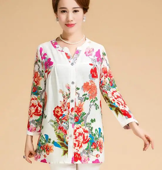 Женская блузка большого размера для среднего возраста летняя рубашка с