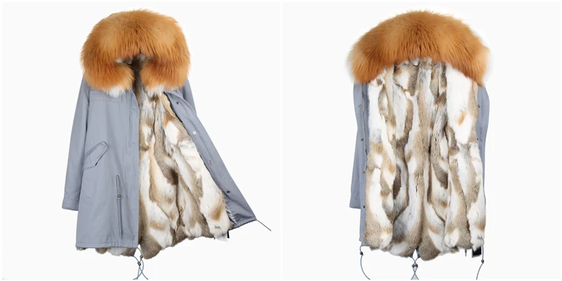 OFTBUY камуфляжная Длинная зимняя куртка женская парка воротник из натурального меха енота с капюшоном шуба из натурального кролика Толстая теплая парка