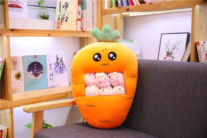 carrot Сумка с желтой уткой, плюшевая подушка, Kawaii, кафе, Мими, лалафанфан, Мягкая Плюшевая Кукла кролика, креативные детские игрушки для девочек, рождественские подарки - Цвет: carrot