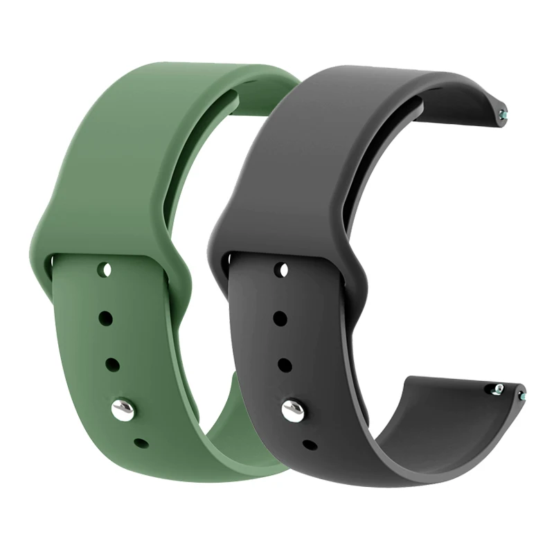 Army Green Black 18 мм 20 мм 22 мм 2 шт силиконовый ремешок для часов gear S2 ремешок для samsung gear S3 Classic Frontier Galaxy Watch Amazfit Bip браслет - Цвет ремешка: Army Green Black