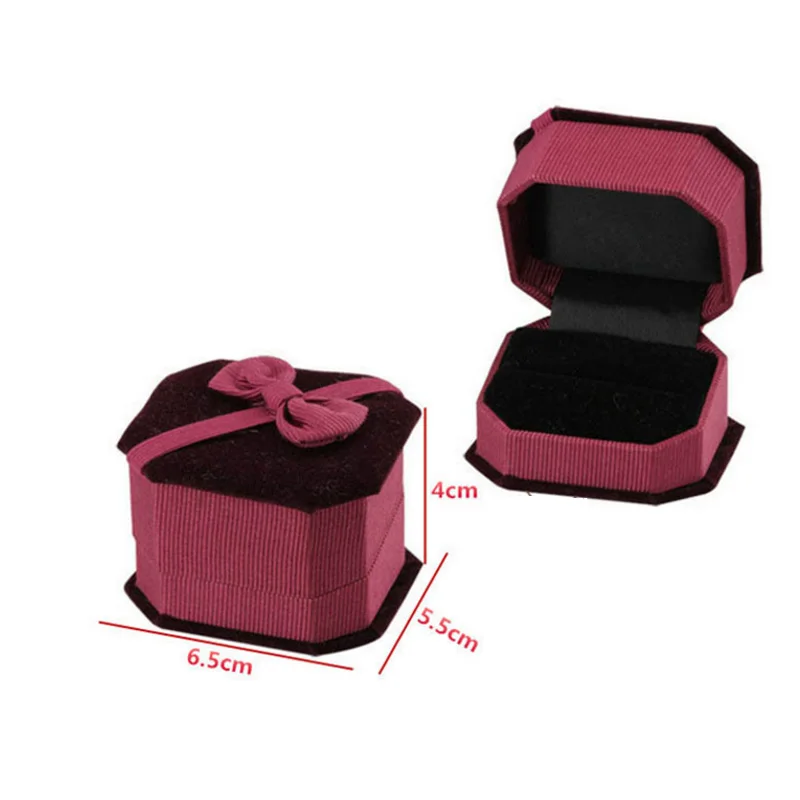 Quickdone 1Pcs Box Ring Storage Bowknot Earring Engagement Velvet Cardboard Display Case Wedding Valentine Day Gift HG0497 | Дом и сад