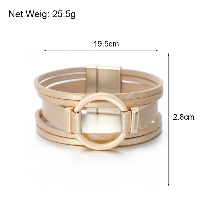 

ALLYES Circle Charm Leather Bracelets For Women 2020 Fashion Ladies Wide Wrap Multilayer Bracelet Femme Jewelry Girlfriend Gift