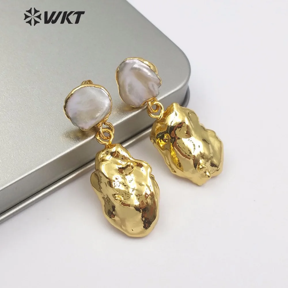 WT E490 WKT хит продаж жемчужные серьги гвоздики с натуральным случайным размером