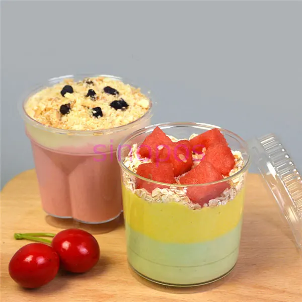 10 шт. прозрачная пластиковая чашка для Мусса различных форм с крышкой и ложкой