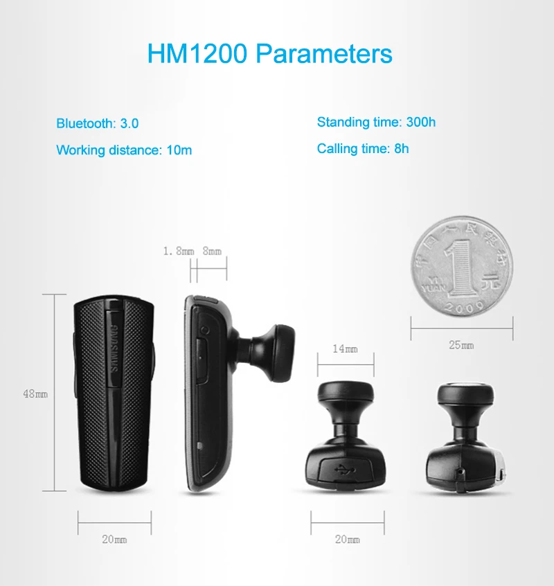 SAMSUNG HM1200 Bluetooth Negócio Fone De Ouvido Bluetooth Sem Fio No Ouvido Fones De Ouvido com Microfone Preto 3.0 Genuíno