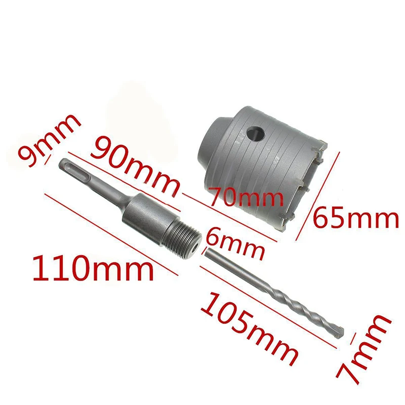 65mm Wall Hole Saw Centre Drill Bit Shank Wrench Kit For Concrete Cement Stone | Инструменты