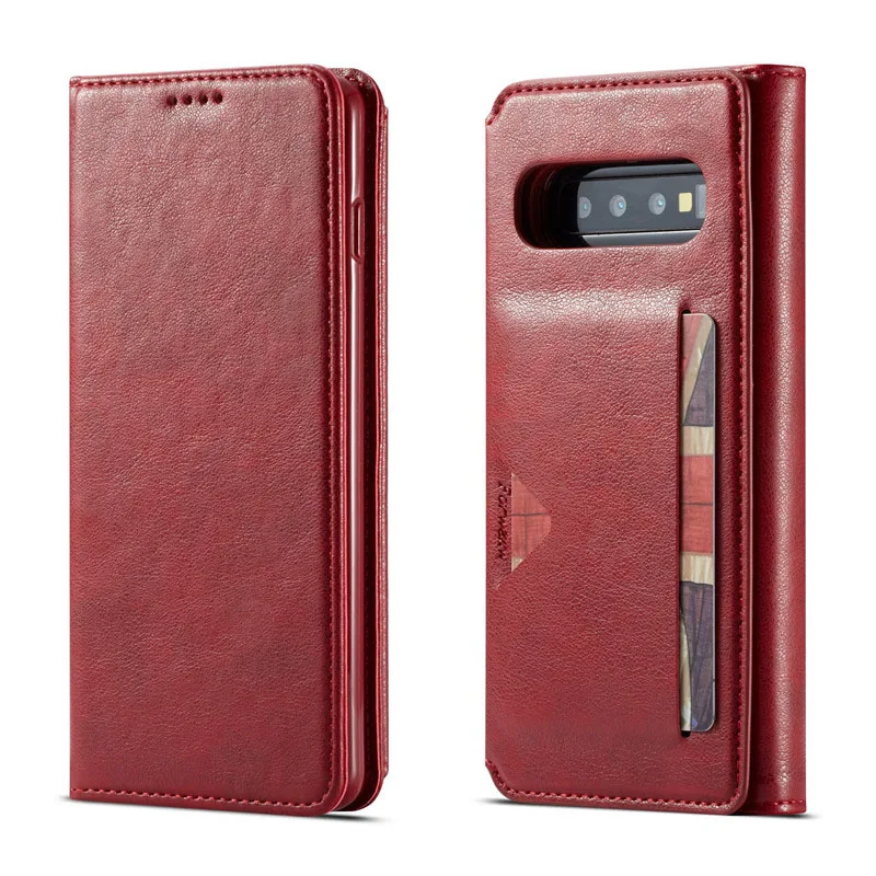 Магнитный чехол кошелек с пряжкой кожаный для телефона Samsung Galaxy S10 Plus S10E S9