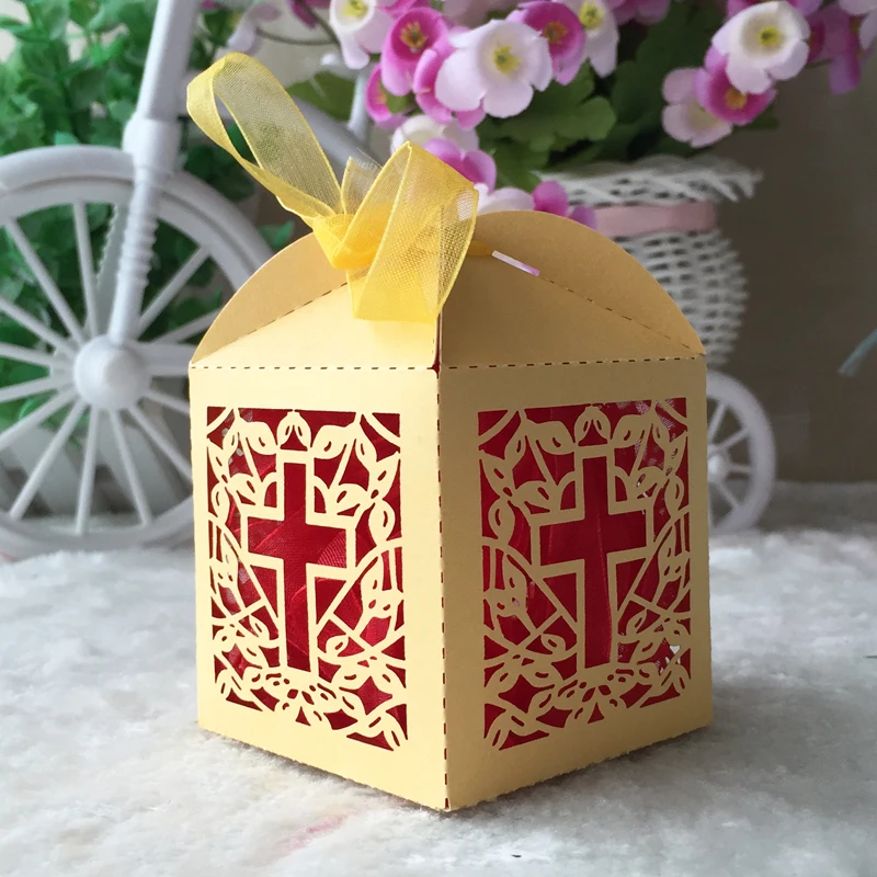 50 шт./лот Бесплатная печать лазерная резка 250 г перламутровая бумага Крещение для