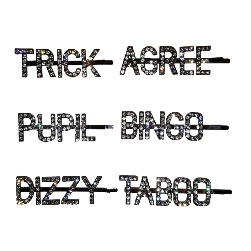 Hot Fashion Hair Accessories Blingbling Word Clips Rhinestone Letters Slide Crystal Bobby Pins Wholesale | Украшения и аксессуары