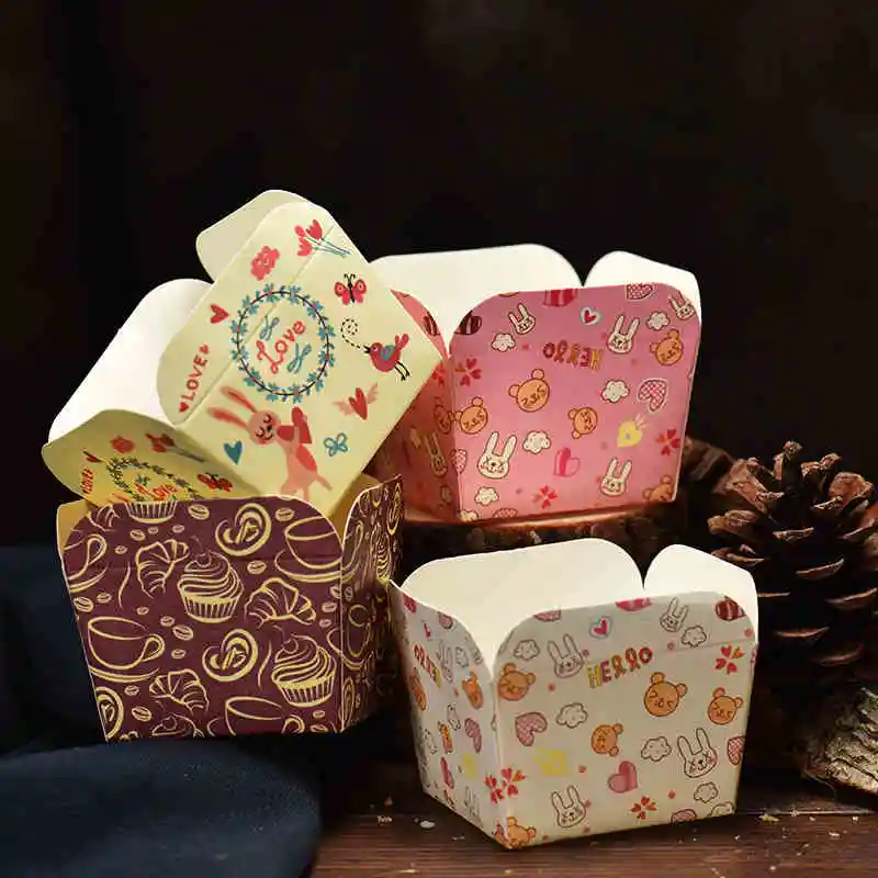 24 шт./лот чашки для торта квадратная чашка Маффин высокотемпературной печи