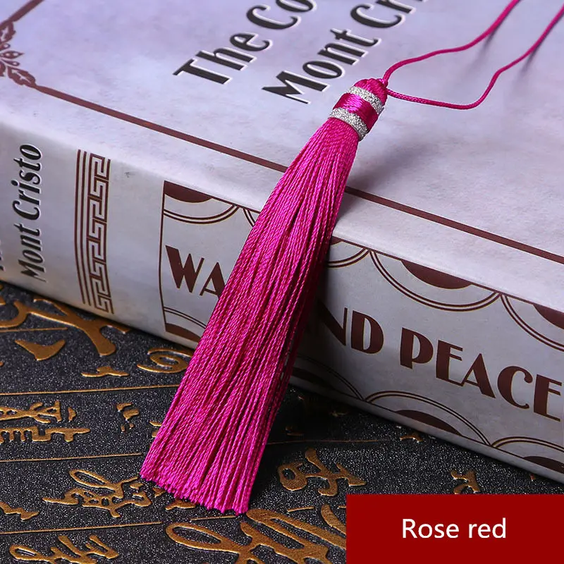Rose red 10 шт. Многоцветный Длинная тесьма кисточкой домашний текстильный занавес костюмы кулон ленточки DIY Подвески для изготовления украшений Подвески Ремесло кисточки - Цвет: Rose red