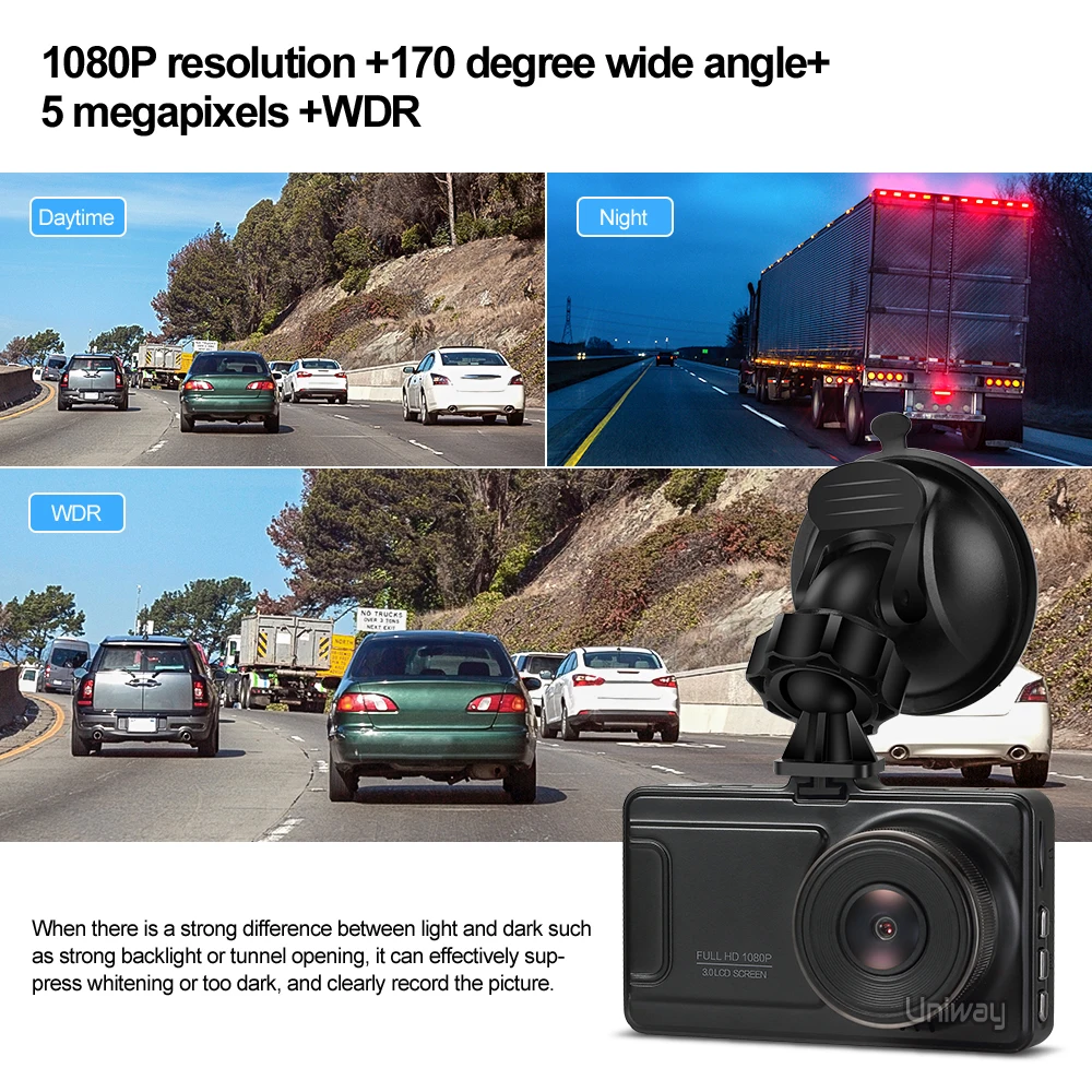 Автомобильный видеорегистратор 3 дюймовый авторегистратор 1080P FHD с углом обзора