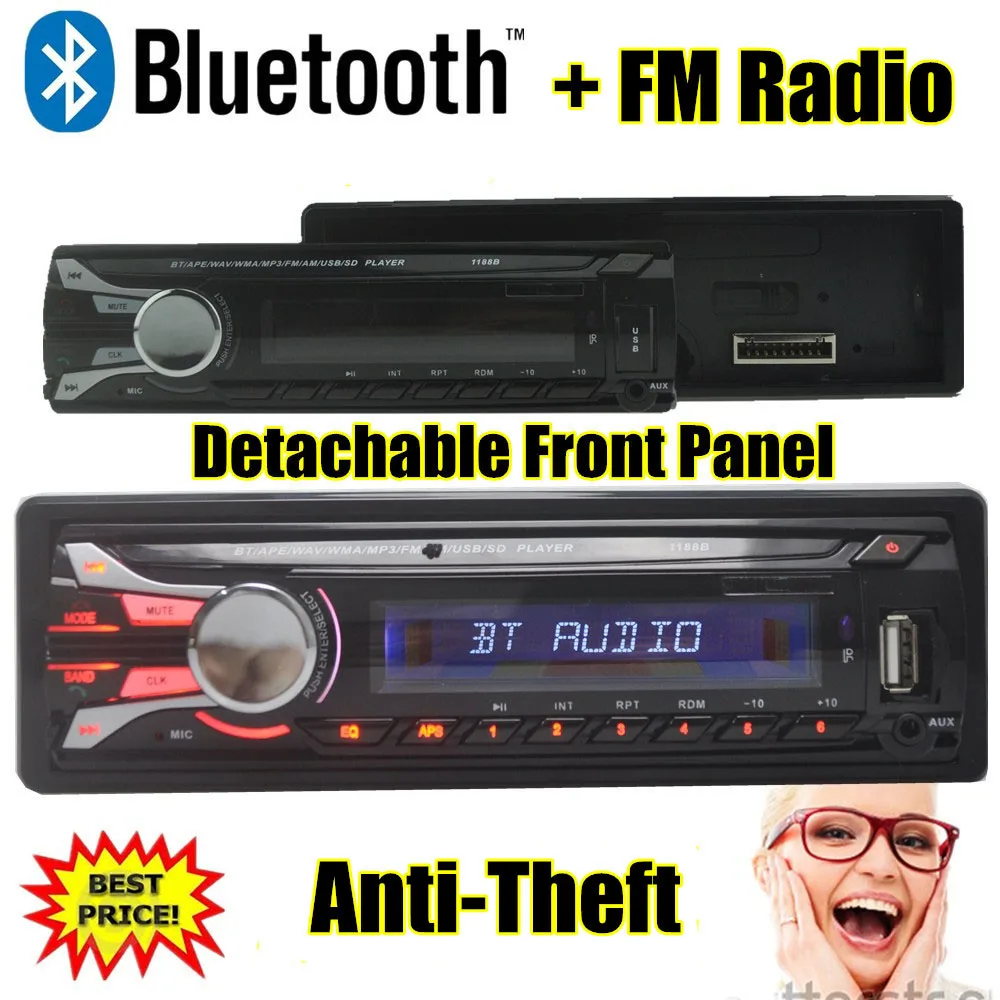 Автомобильный радиоплеер, MP3 FM/USB/1 Din/пульт дистанционного управления/USB порт 12 V автомобильная аудиосистема Steoro Автомобильный MP3, Съемная передняя панель, новинка