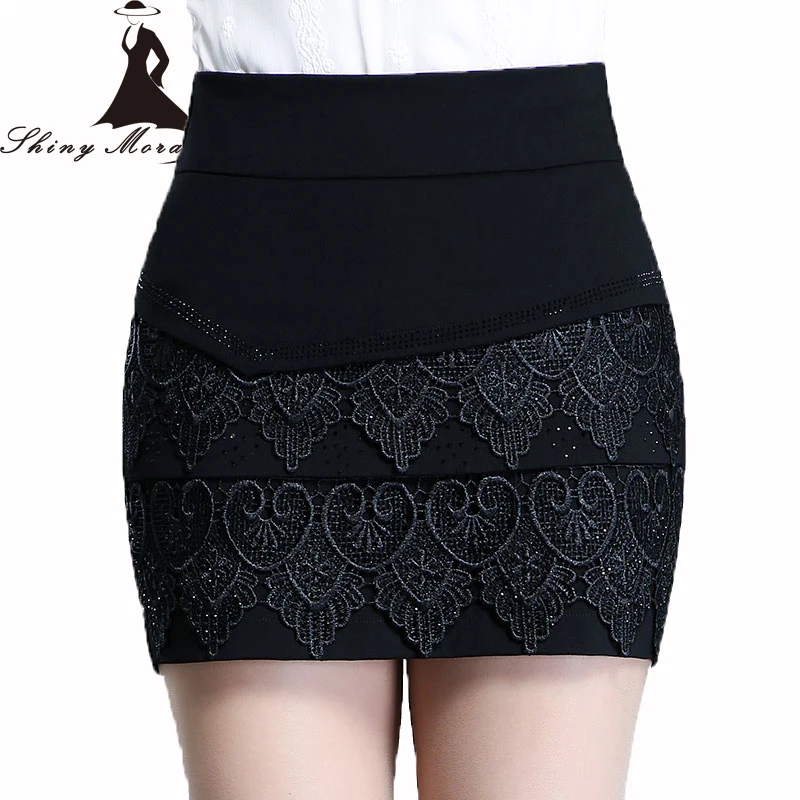 Shinymora летний женский костюм с шортами юбка высокой талией и эластичным кружевом