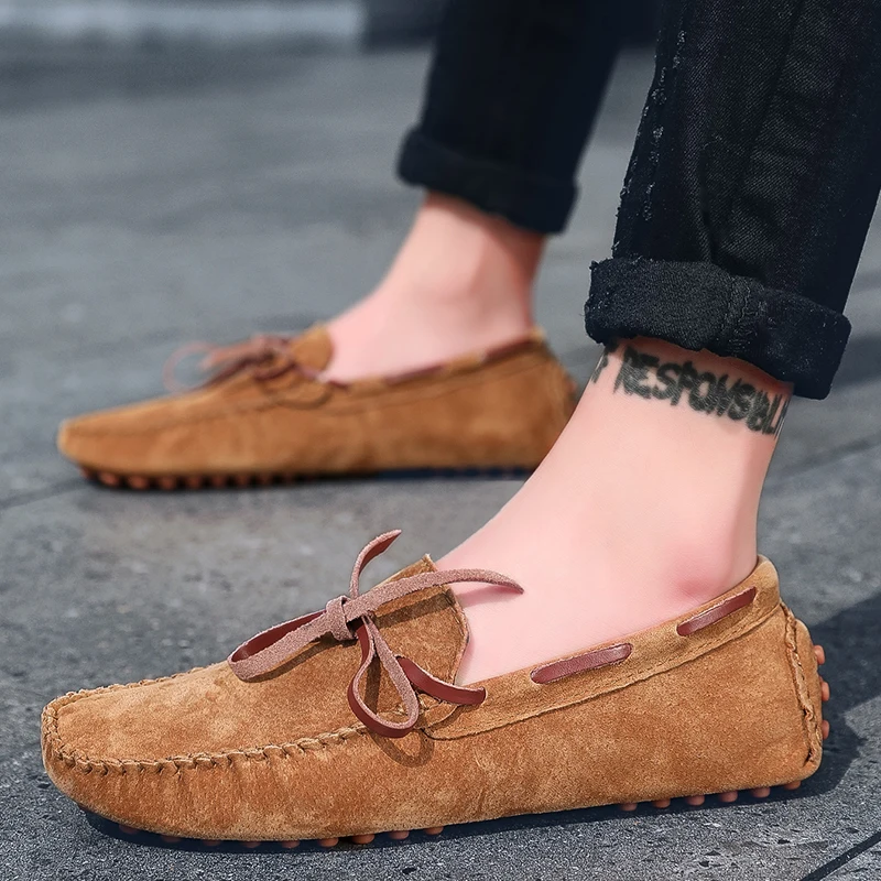 Leather Men Casual Shoes outdoor Breathable Soft Driving Men's Handmade Chaussure Homme Fashion Flat Loafers shoes L5 | Обувь
