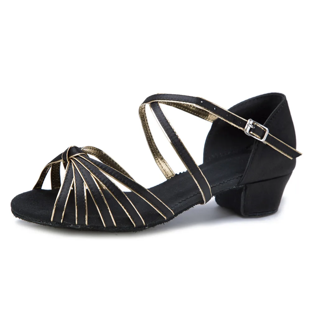 Детская Женская обувь для латинских танцев девочек танго на низком каблуке