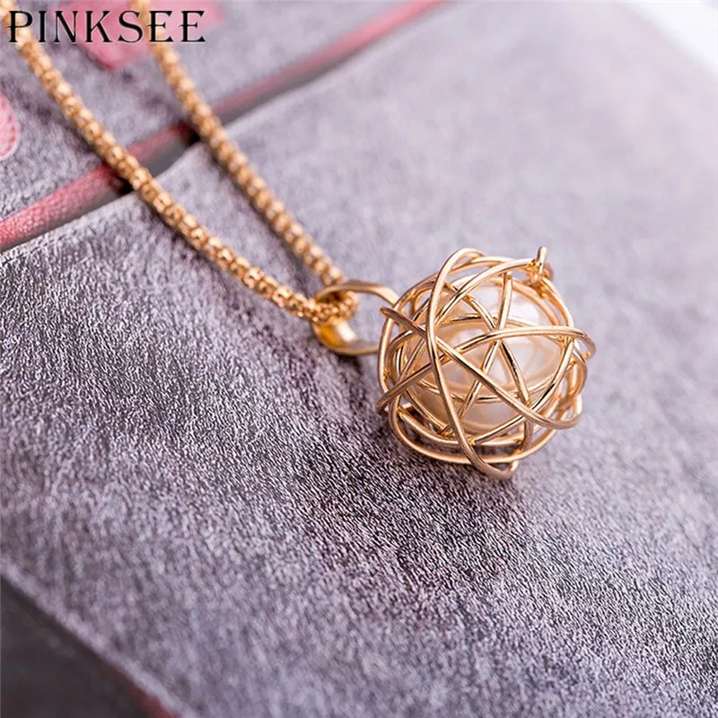 Ожерелье PINKSEE с подвеской из искусственного жемчуга полый сферической формы