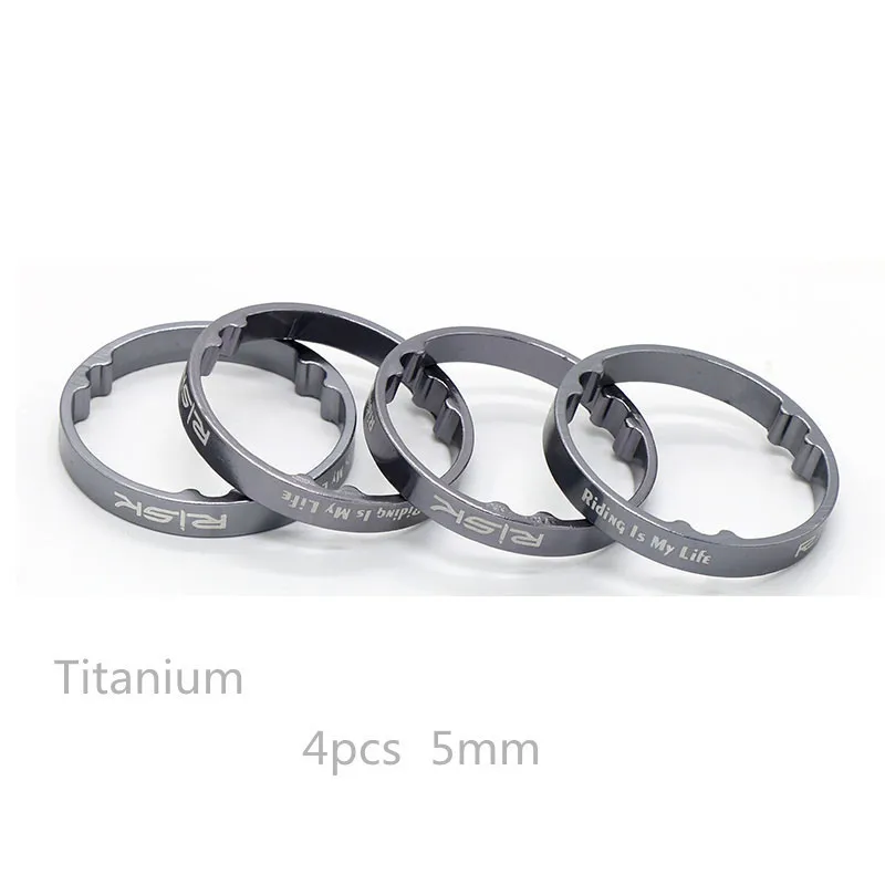 5mm Titanium Risk 4 шт., 5 мм, 10 мм, Велосипедная вилка, шайба, распорки, алюминиевый сплав, велосипедная гарнитура, шайба для поднятия руля, шайба - Цвет: 5mm Titanium