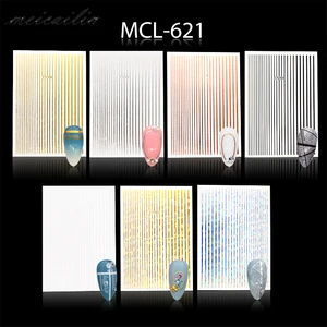 Наклейки для ногтей, 1 лист, золотистые, серебристые, белые полоски, 3D металлическая лента, клейкая лента для творчества, красоты, украшения для ногтей, наклейки