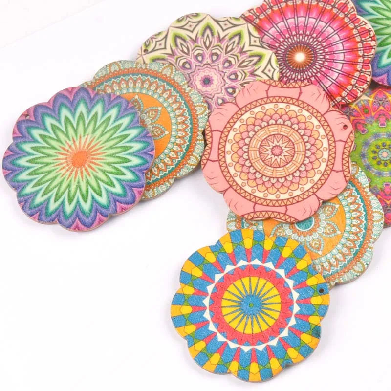 5 шт. в одном отверстии смешанный узор деревянный рождественские украшения для