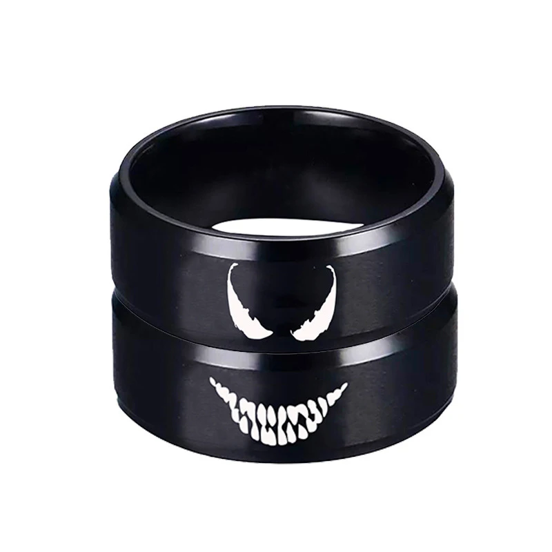 2019 классический фильм Веном Байкер кольцо черное из нержавеющей Сталь в стиле