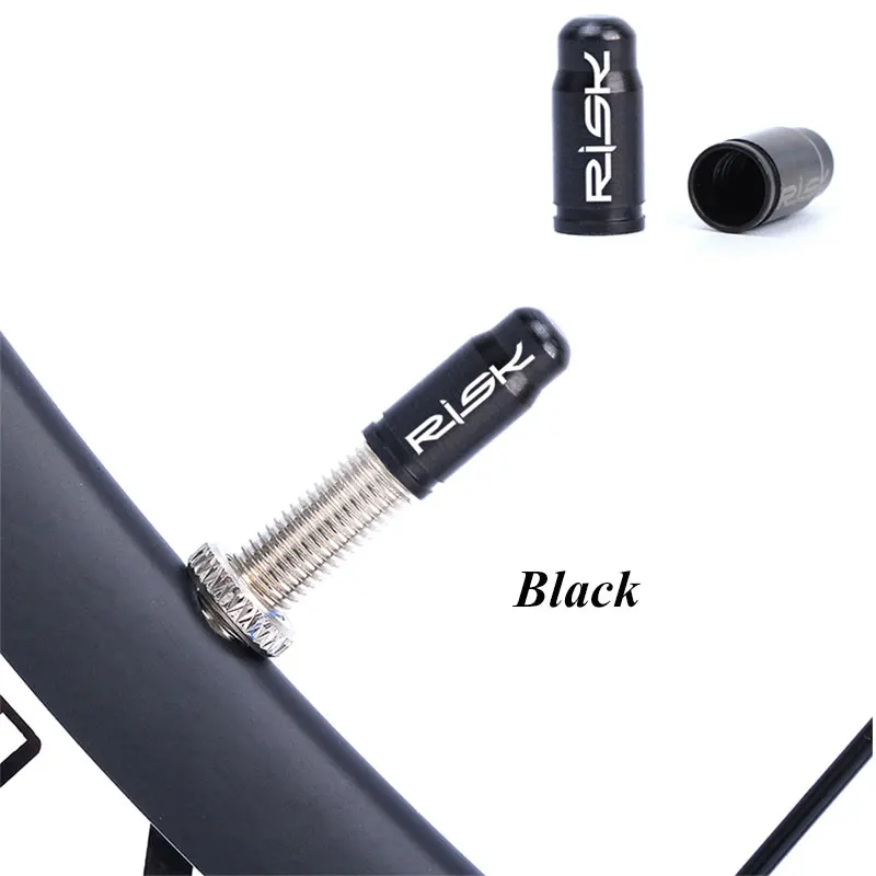Black RISK 2 шт титановый велосипедный клапан MTB дорожный велосипед Schrader колпачок на клапан PRESTA Сверхлегкий пуля французский Велоспорт шины колеса пылезащитный чехол - Цвет: Black
