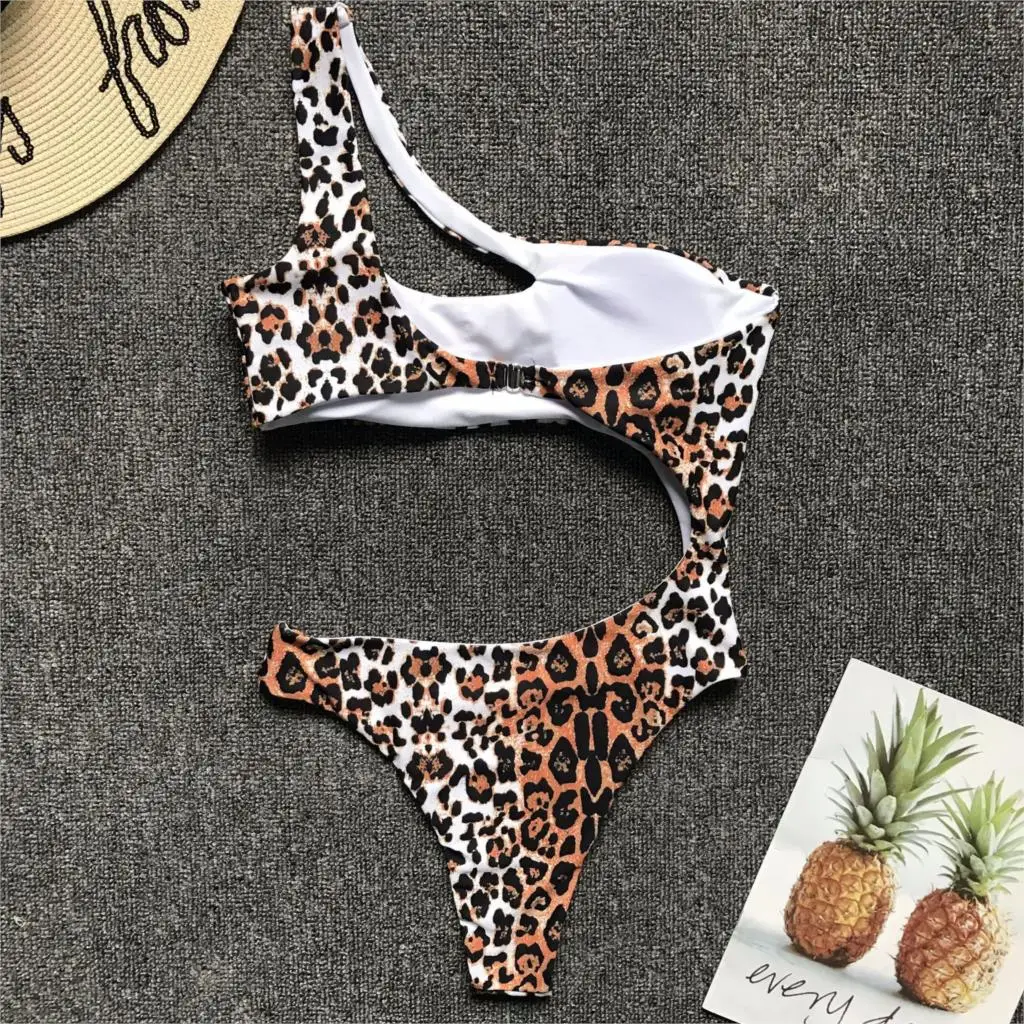 Дамы Sexy собрались Мягкий купальник нерегулярные одно плечо Твердые Цвет Swimware полые пляжное бикини