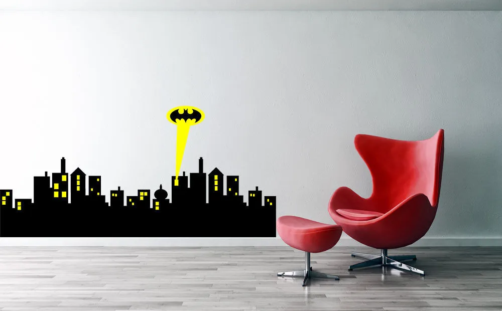 Gotham city skyline Наклейка на стену Бэтмен виниловая наклейка на стену Бэтмен для Хэллоуина