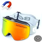 BOLLFO Магнитная лыжные очки при близорукости рамка и чехол Комплект 100% UV400 Защита Анти-туман очки для сноуборда для Для муж