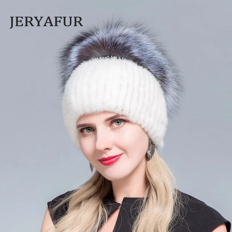COLOR5 JERYAFUR женские модные шапки из натуральной лисы и норки, женские зимние шапки высокого качества - Цвет: COLOR5