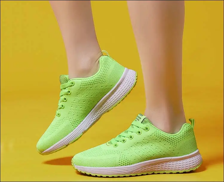 Оранжевые кроссовки; женская повседневная обувь из сетчатого материала; tenis feminino; женская обувь; Moda Mujer; ; брендовая Дизайнерская обувь; цвет розовый, зеленый