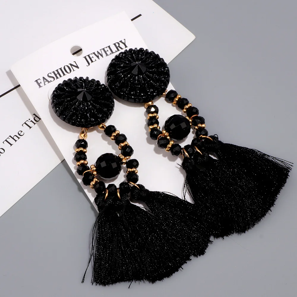 6 цветов богемные индийские длинные висячие серьги с бахромой серьги-подвески